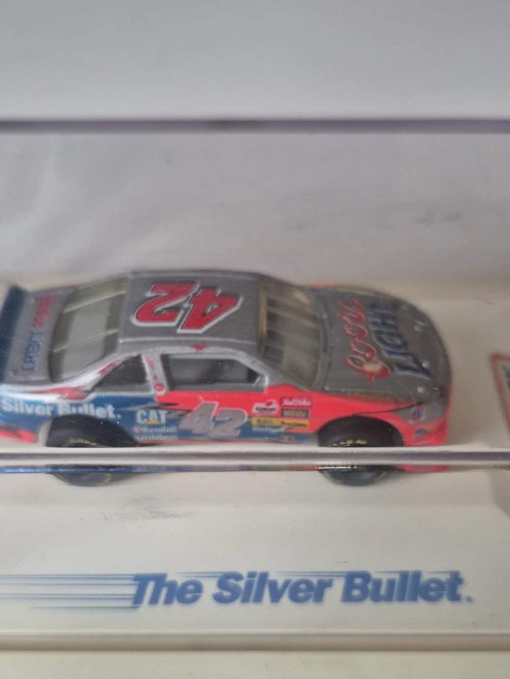 Matchbox Kids Silver Bullet #42 Die-Cast Race Car-Blue & Silver Gently Displayed
